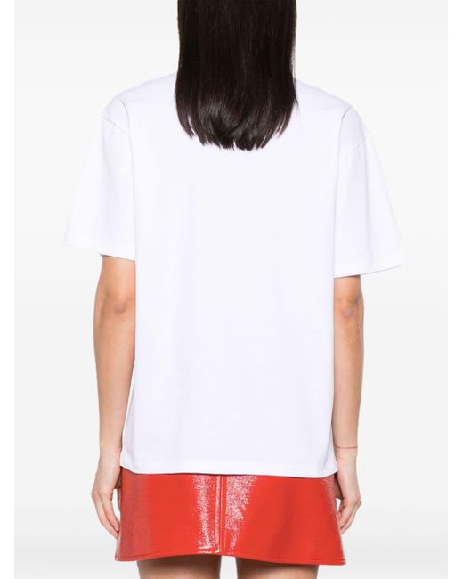Ganni White Graphic-Print Organic-Cotton Blend T-Shirt
