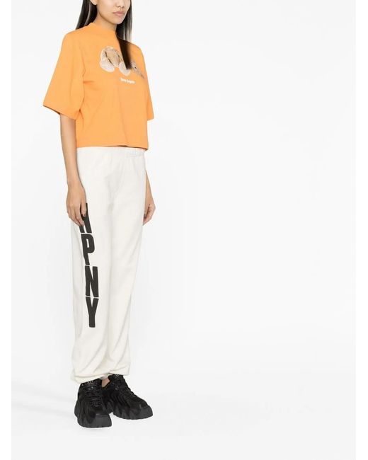 Palm Angels Orange Teddy Bear-Print T-Shirt