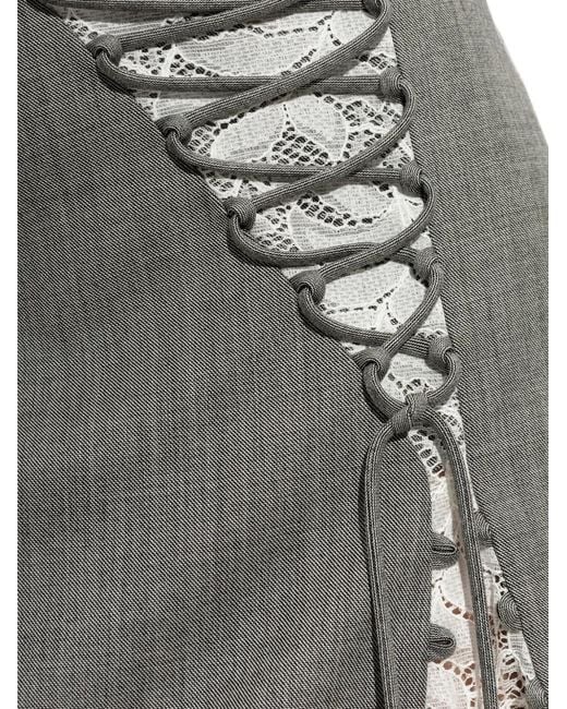 McQueen Gray Corset Lacing Panel Pencil Skirt