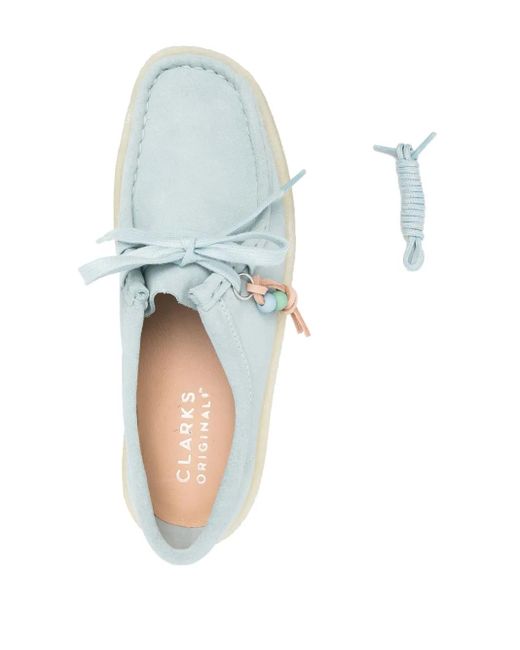 Clarks Blue Seam-Detail Suede Loafers