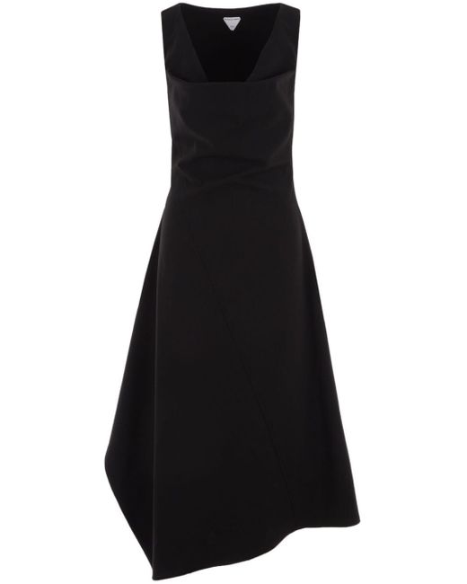 Bottega Veneta Black Asymmetric Flared Midi Dress