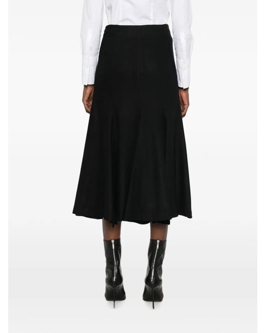 Thelatest Black Panelled Flared Midi Skirt