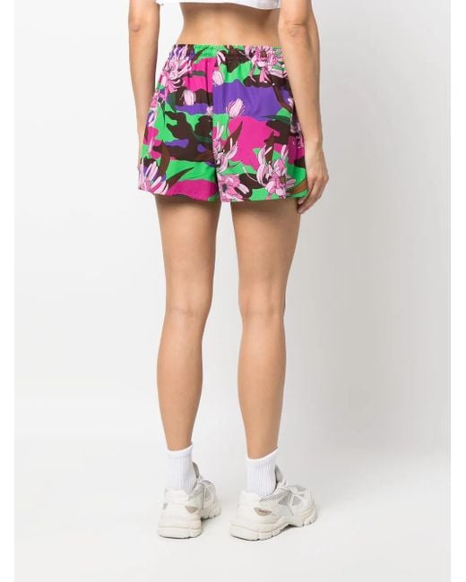 Moncler Pink Floral-Print Drawstring Shorts