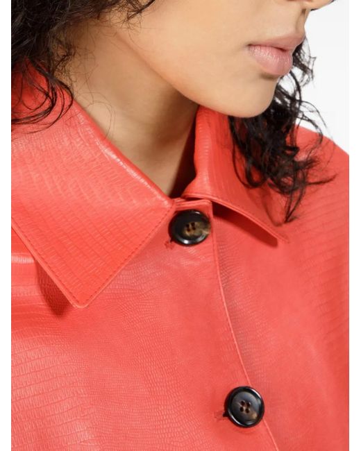 Bally Red Button-Up Leather Jacket