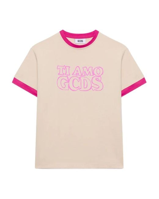 Gcds Pink Ringer Graphic T-Shirt