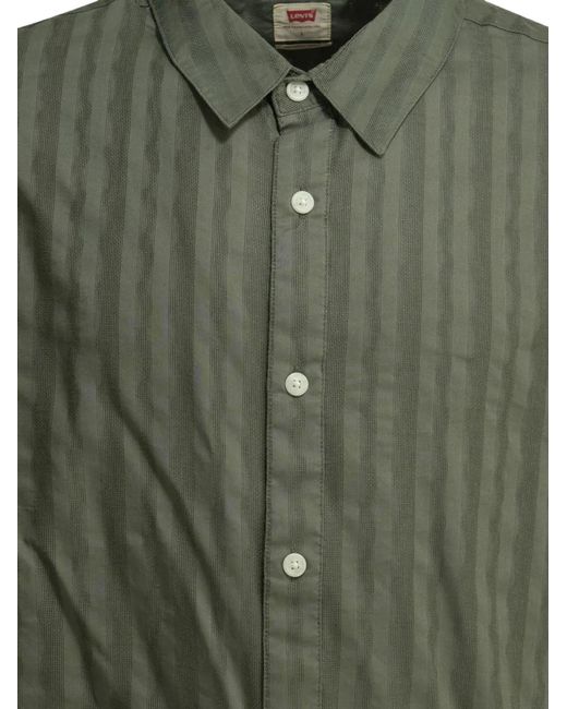Levi's Green Vertical-Stripe Short-Sleeve Shirt for men