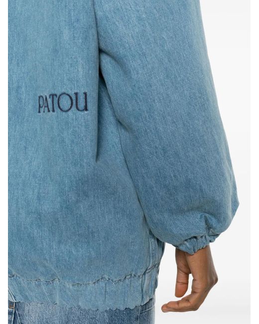 Patou Blue Faux Shearling-Trim Denim Jacket