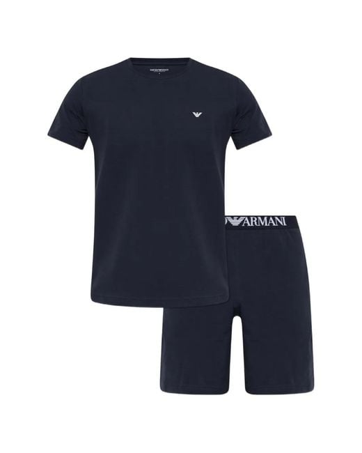 Emporio Armani Blue Logo-Waistband Pajamas for men