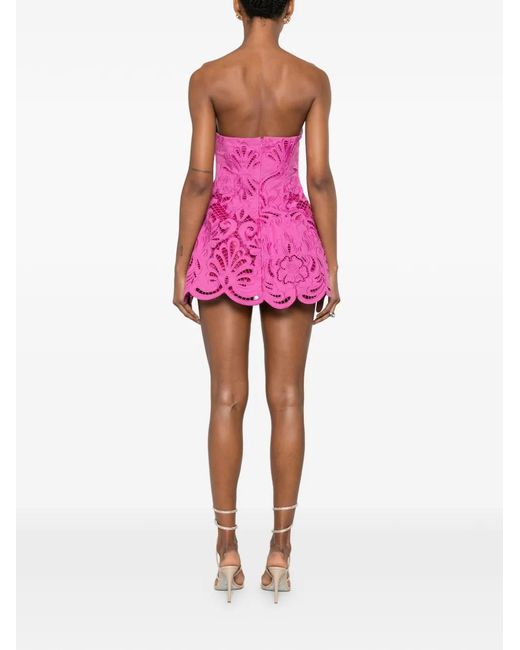 GIUSEPPE DI MORABITO Pink Cut-Out Floral-Embroidered Mini Dress