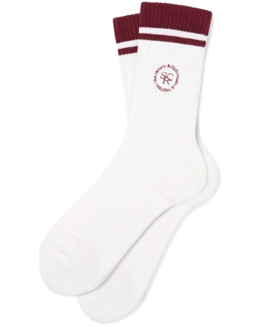 Sporty & Rich White Socken mit Logo-Stickerei