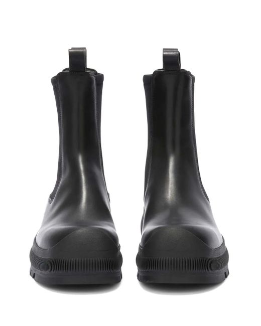 Jil Sander Black Slip-On Ankle Boots With Embossed Logo