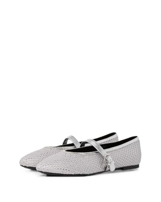 Karl Lagerfeld White Karo Gemstone Mary Jane Flats