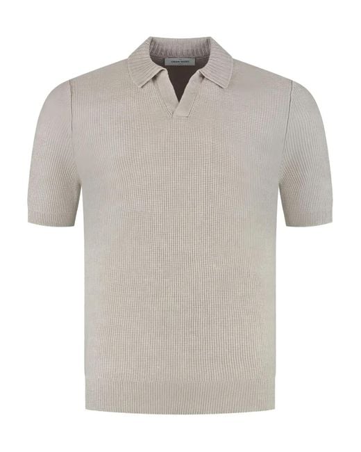 Gran Sasso Gray Ribbed Polo Shirt for men