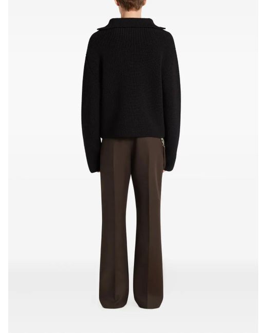Pull Nervuré À Col Zippé Courreges en coloris Black