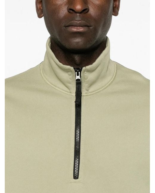 Stone Island Green Logo-Patch Half-Zip Sweater for men