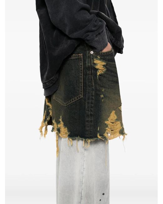 Maison Mihara Yasuhiro Black Distressed Cotton Trouser-Skirt for men
