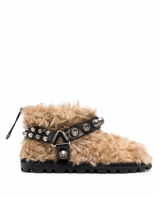 Botines con pelo y apliques Miu Miu de color Negro | Lyst