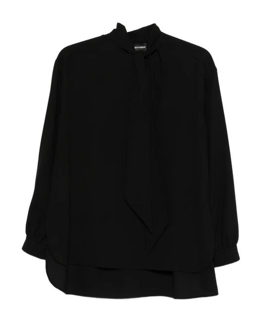 Blusa Con Collo Lavallière di Emporio Armani in Black