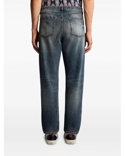 Etro Blue Vintage-Effect Jeans for men