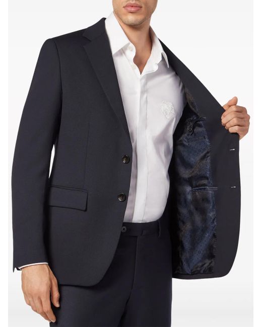 Billionaire Blue Logo-Patch Single-Breasted Blazer for men