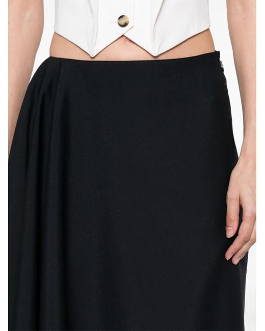 Alexander McQueen Black Asymmetric Midi Skirt