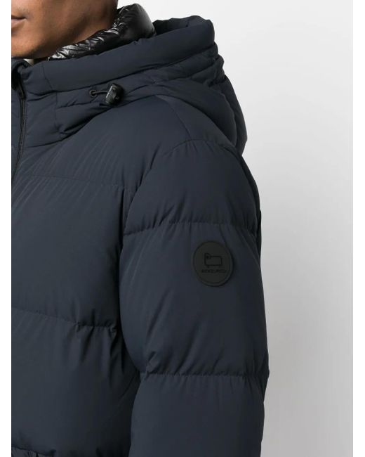 Woolrich Blue Padded Hooded Jacket for men