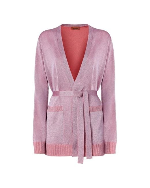 Missoni Vest Met Opgestikte Zak En Ceintuur in het Pink
