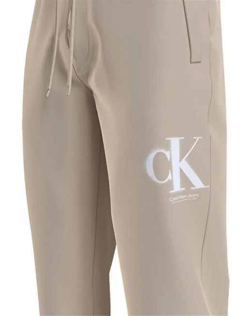 Calvin Klein Gray Logo Drawstring Track Pants for men