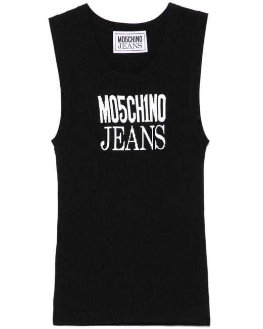Moschino Black Logo-Jacquard Tank Top