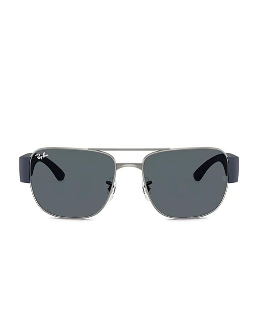 Ray-Ban Gray Rectangle-Frame Sunglasses