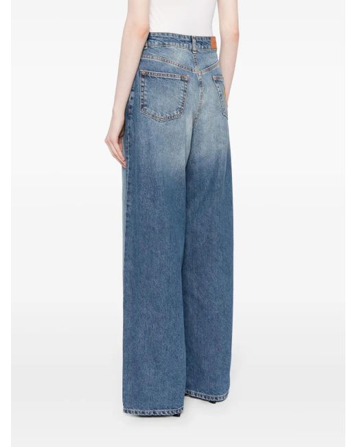 Roberto Cavalli Blue High-Rise Wide-Leg Jeans