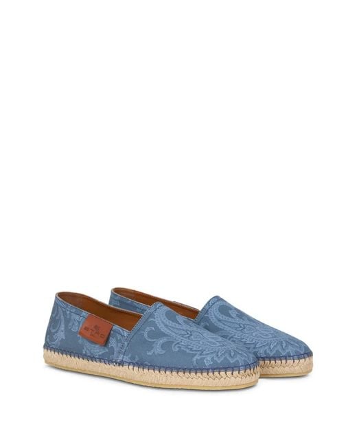 Etro Blue Canvas Espadrilles With Paisley Motif for men