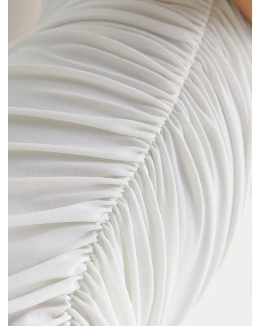 Norma Kamali White Diana One-Shoulder Ruched Mini Dress
