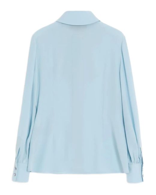 Valentino Garavani Blue Scarf-Detail Crepe De Chine Shirt