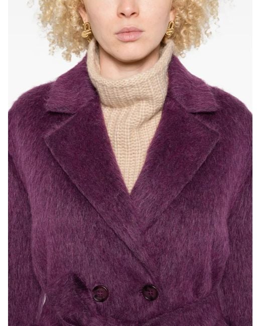 Twinset Purple Belted double-breasted coat