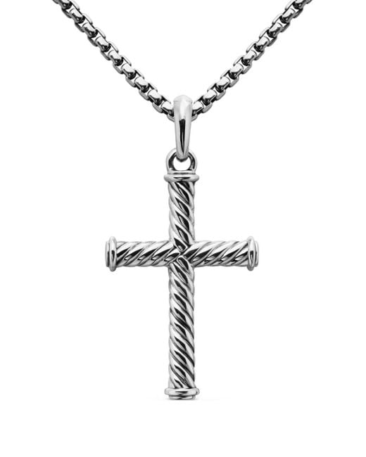 Colgante Cable Cross de 35 mm en plata de ley David Yurman de hombre de color Metallic