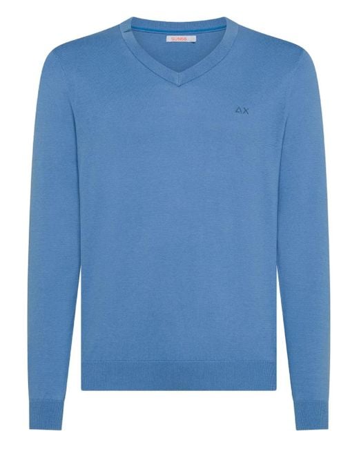 Jersey con cuello en V Sun 68 de hombre de color Blue