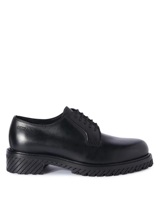 Off-White c/o Virgil Abloh Black Military Leather Derby Shoes for men