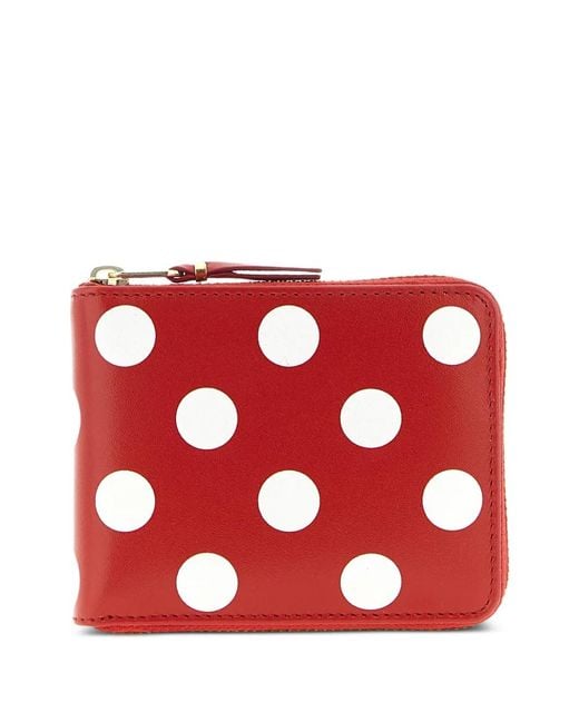 Comme des Garçons Red Polka-Dot Zip-Fastening Wallet