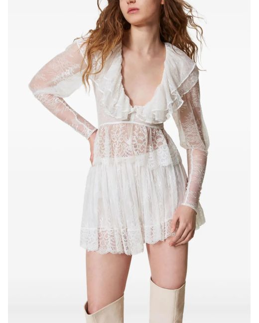 Twinset White Blouse À Design Tressé