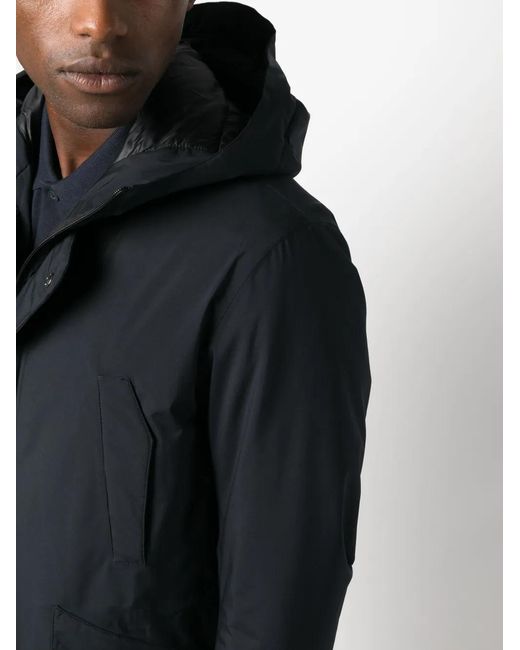 Herno Blue Flap-Pockets Hooded Jacket for men