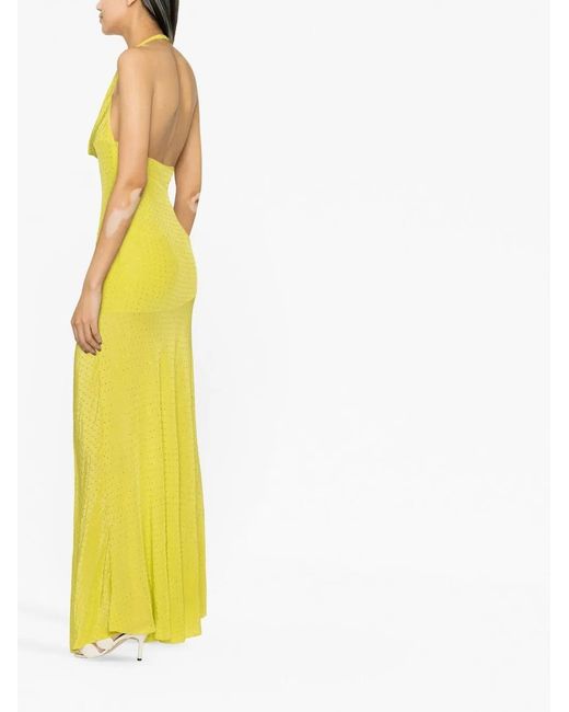 De La Vali Yellow Halter-Neck Gown