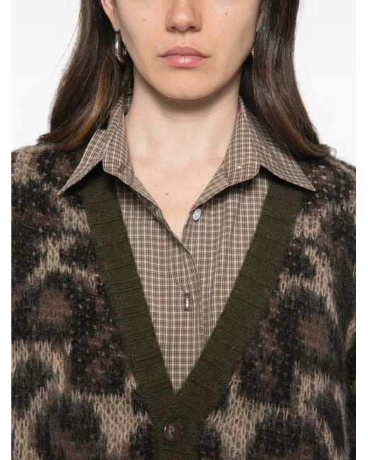 R13 Black Leopard-Pattern Cardigan