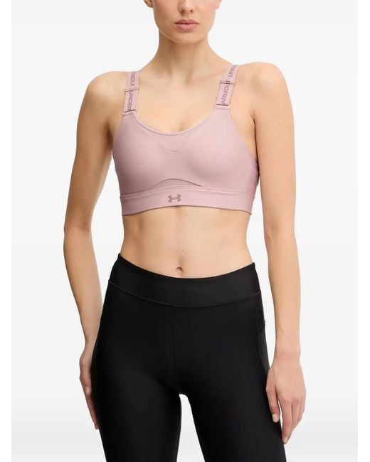 Under Armour Black Logo-Strap Mesh-Panel Sports Bra