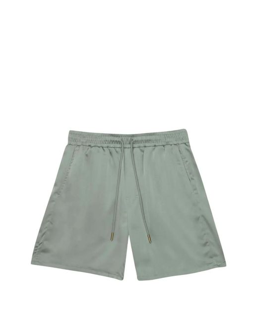 Honor The Gift Green Satin-Finish Drawstring Shorts for men
