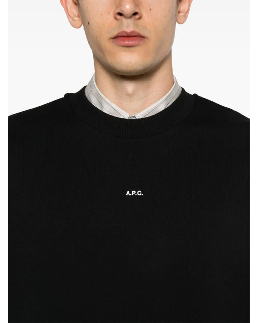 A.P.C. Black Logo-Print Cotton Sweatshirt for men