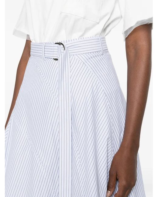 Marc Ellis White Striped Asymmetric-Hem Skirt