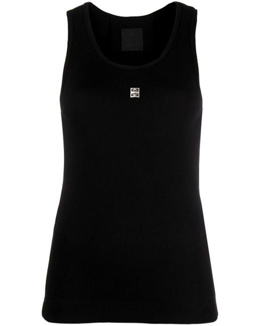 Givenchy Black 4g-logo Plaque Sleeveless Top