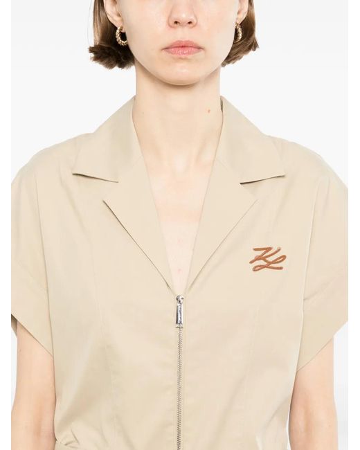 Karl Lagerfeld Natural Shirt-Collar Jumpsuit