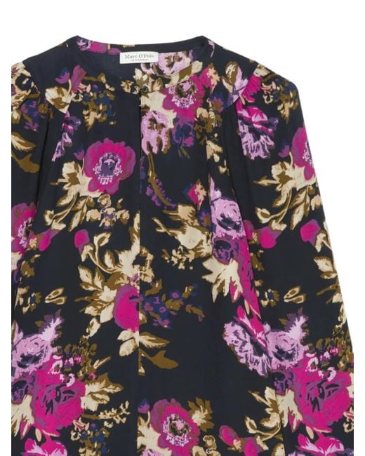 Marc O' Polo Black Floral-Print Long-Sleeve Blouse